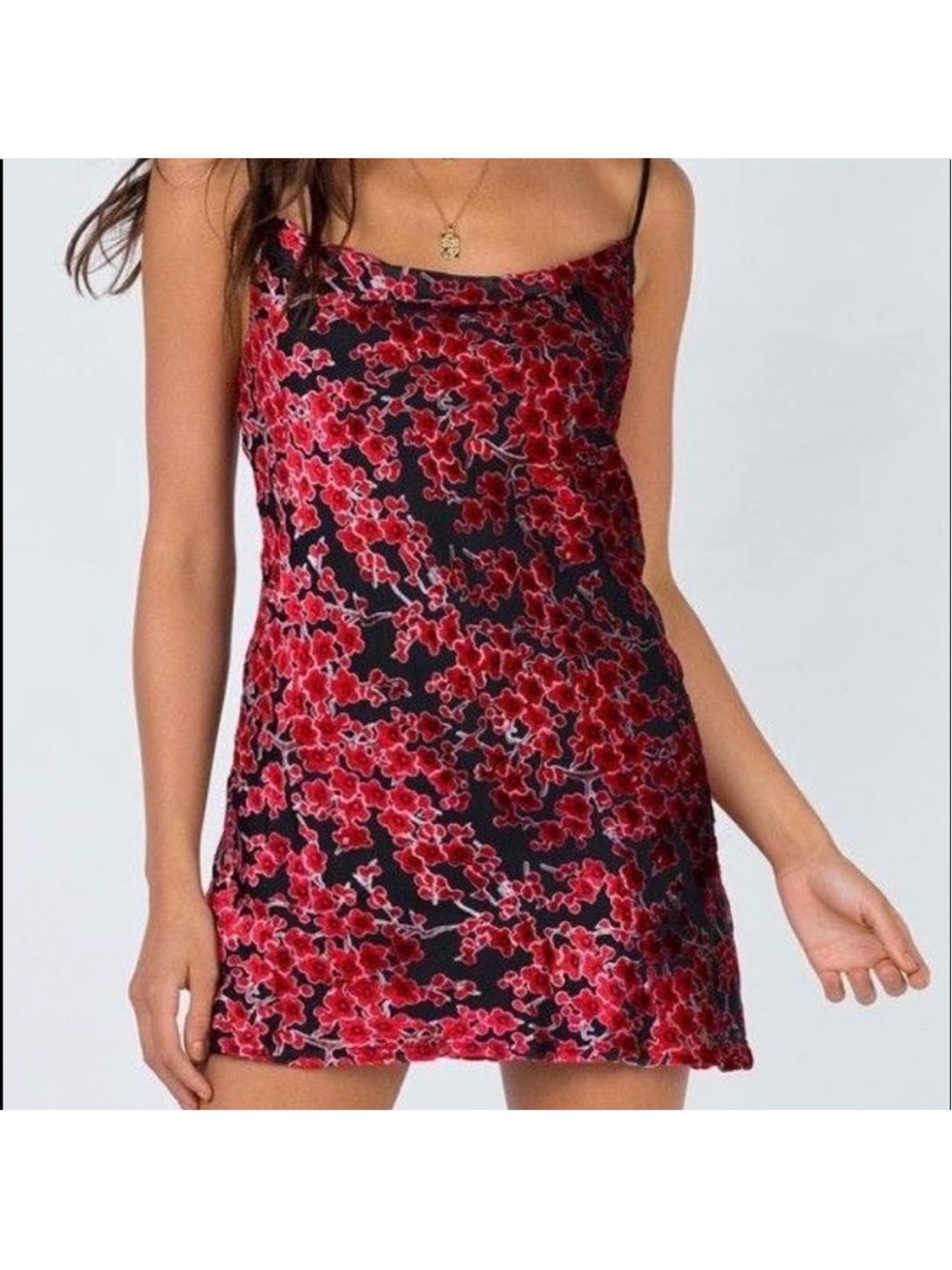 Princess Polly Merlot Mini Slip Dress Cowl Neck Mesh Cami Strap